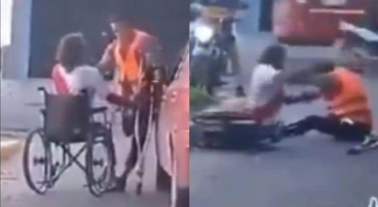 Hombre en silla de ruedas se pelea con otro en muletas; el pleito se hizo viral