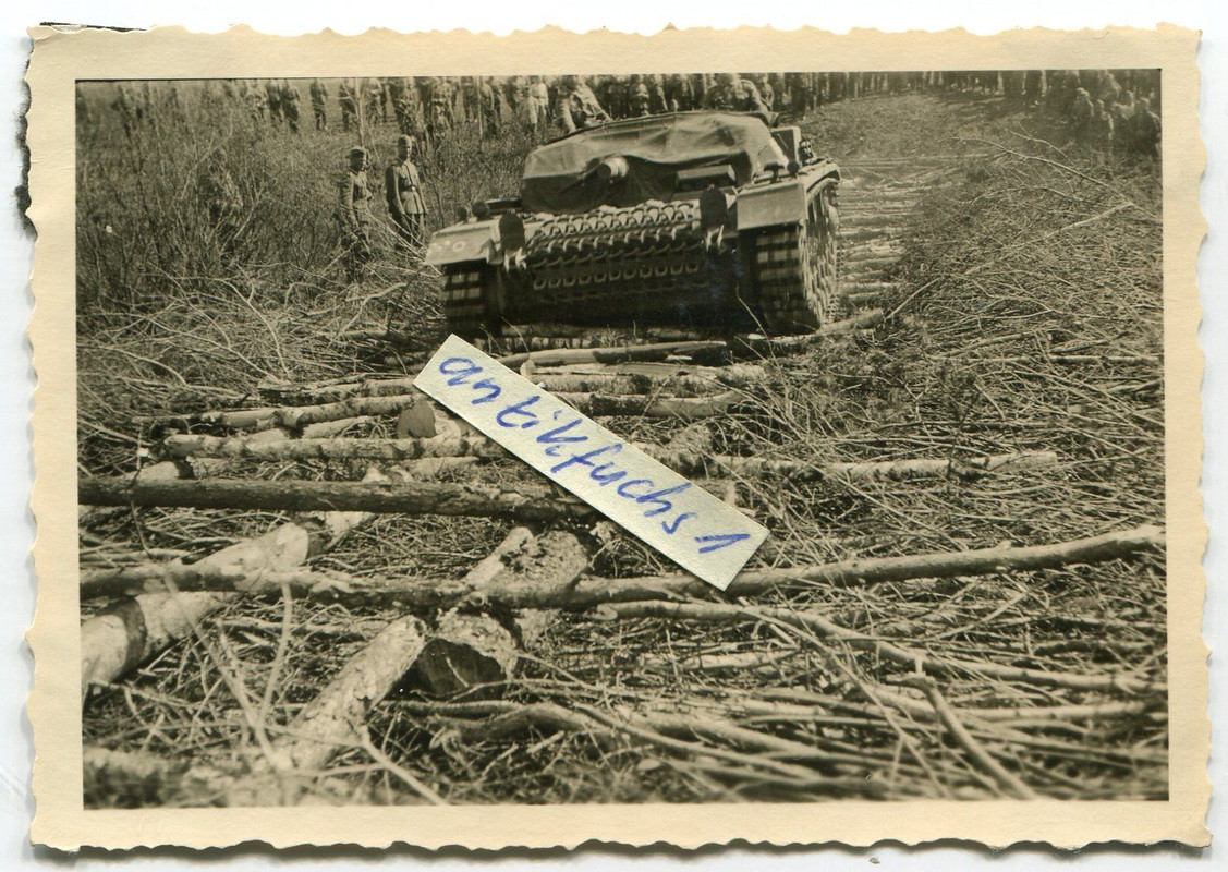 Panzer-Sturmgeschütz auf Knüppeldamm an der Ostf