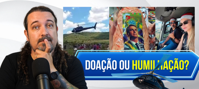 Pedaços de animais são jogados de helicóptero para a população