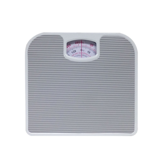 Light Gray Classic Mechanical Bathroom Scale - Battery-Free Analog Body Weight Scale with Non-Slip Platform