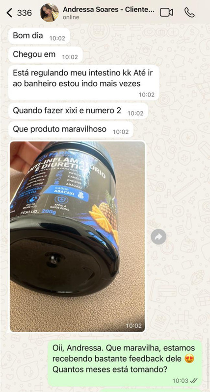 Depoimento de cliente via WhatsApp