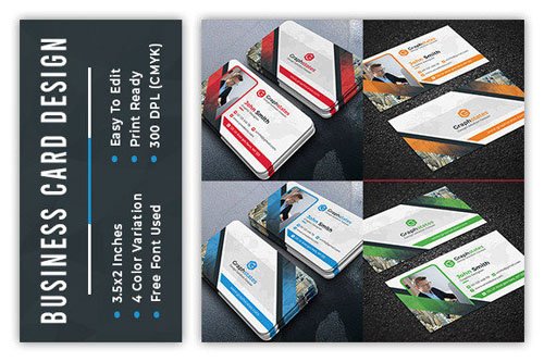 Business Card Design Pack - 4 Cards In 2 PSD Templates For Each