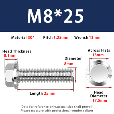 22 304外六角法兰螺丝M8 25
