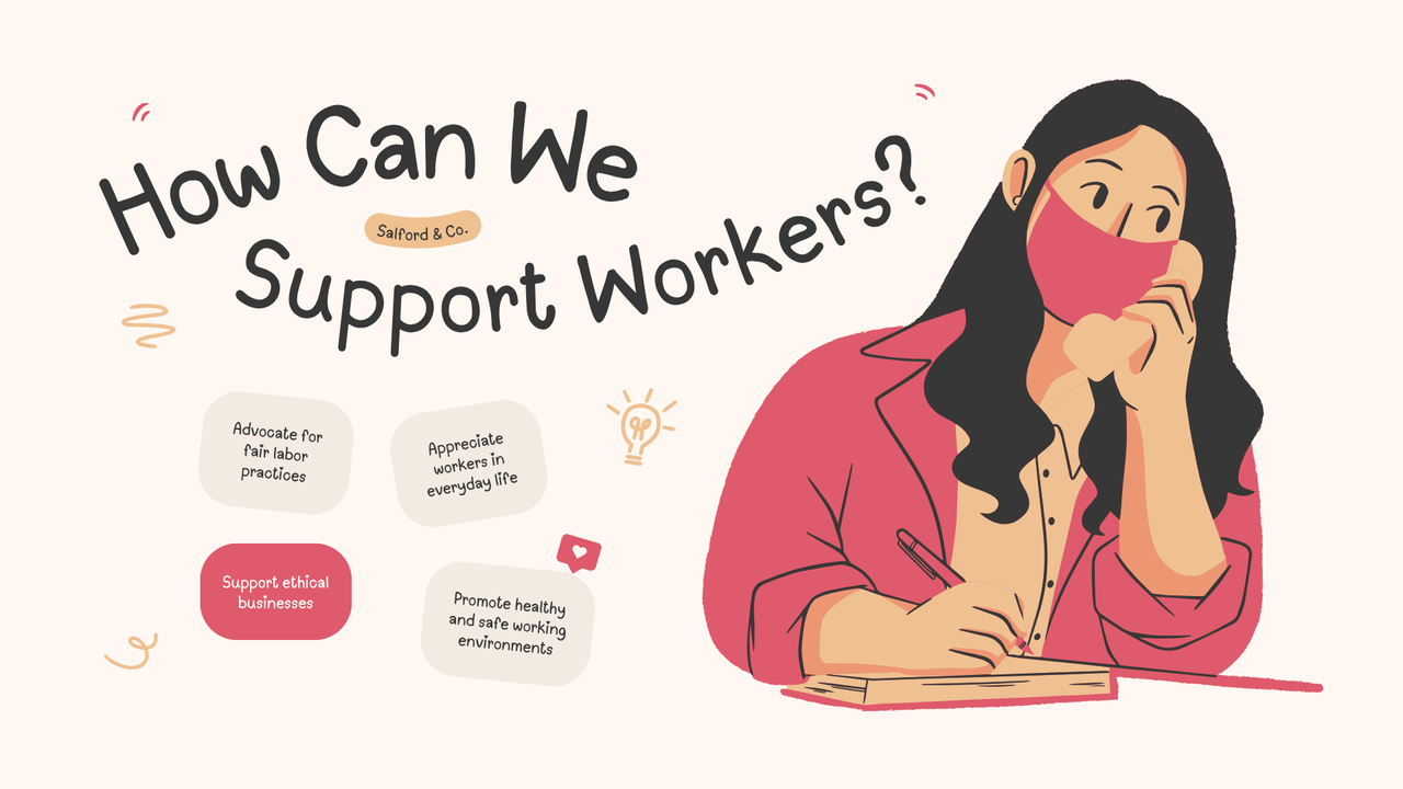 Tan Green and Black Illustrative Labor Day Presentation