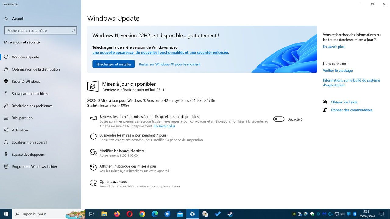 PROBLEME NOUVELLE MISE A JOUR 05 mars 2024