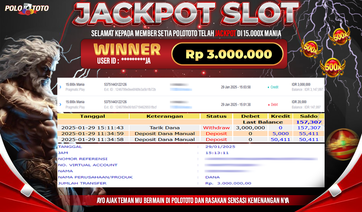 POLOTOTO JACKPOT SLOT 15.000X MANIA Rp.3,000.000,-