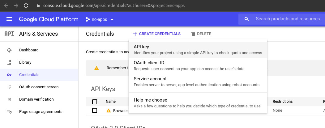 google-cloud-create-credentials-api-key