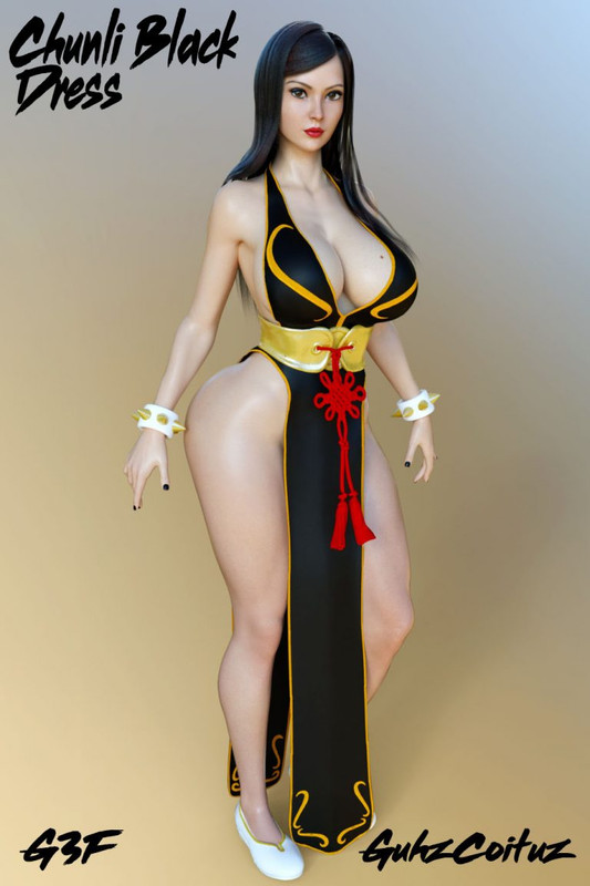 Chunli Black Dress for G3F