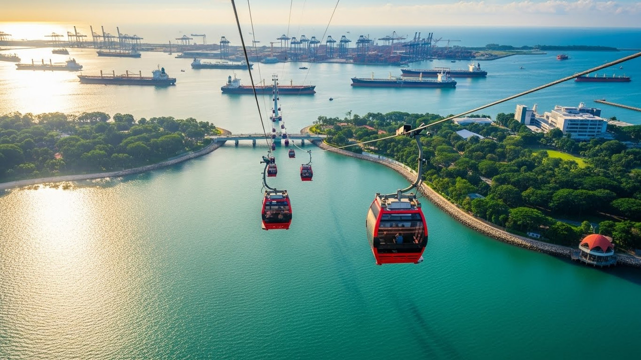 Vista panorâmica da cabine do teleférico