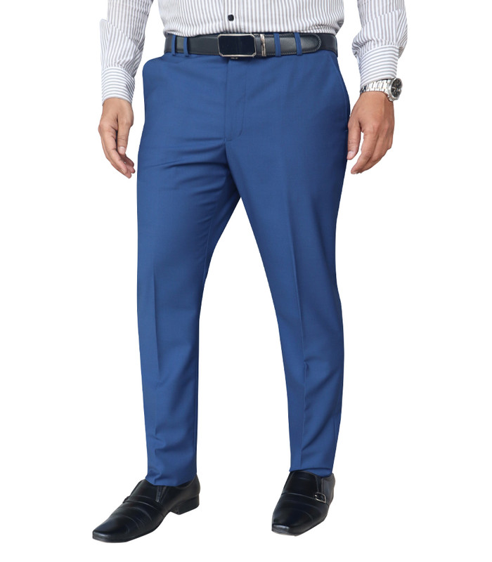 Men’s Trouser Formal Slim Fit Plain Front Cross Pocket Color: 839 (BLUE-1)S