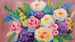 Easy Flower Painting Tutorial for Beginners How to Paint Peony Flowers with Acrylic Paint on Canvas