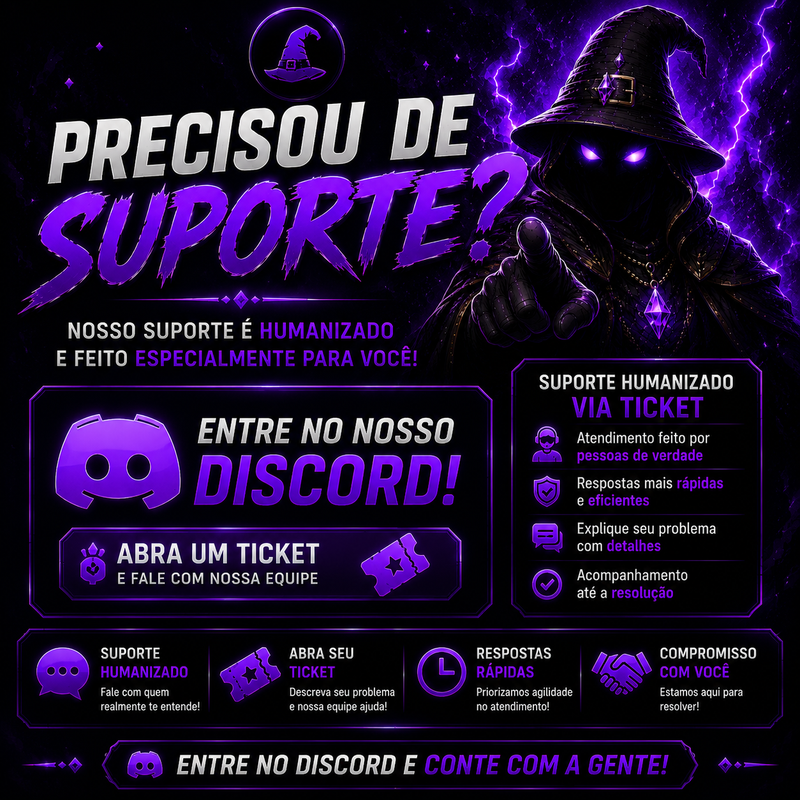 Arte central de suporte BRUXÃO MENU — Discord