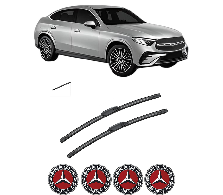 Set stergatoare auto MERCEDES-BENZ GLC Coupe (C254) din 2022-2024, pentru parbriz auto, 2 bucati, Bosch Aerotwin, din cauciuc siliconat rezistent, 4 Stickere Auto MERCEDES-BENZ