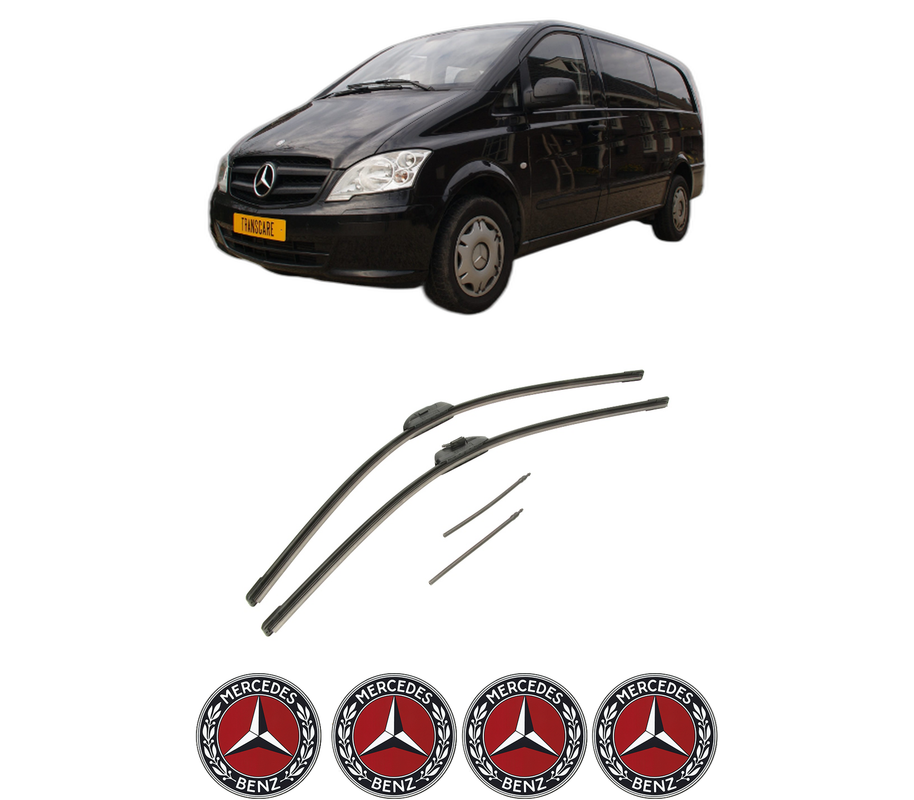 Set stergatoare auto MERCEDES-BENZ VITO / MIXTO Van (W639) din 2003-2012, pentru parbriz auto, 2 bucati, Bosch Aerotwin Retro Truck, din cauciuc siliconat rezistent, 4 Stickere Auto MERCEDES-BENZ