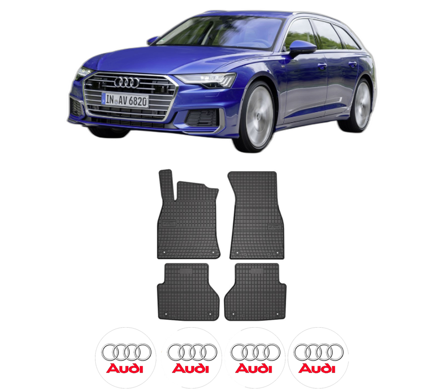 Set covorase presuri AUDI A6 C8 Avant (4A5) din 2018-2021, auto, din cauciuc thermoplastic, 4 Stickere auto cu AUDI