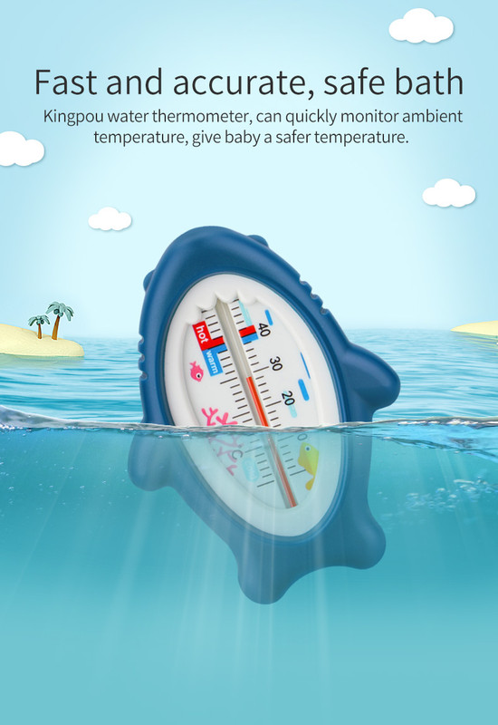 Termometru pentru baie pentru bebelusi, rezistent la spargere, desen animat  cu trei rechini, albastru, bebeLOGIC™ - eMAG.ro