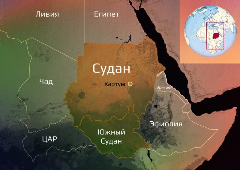 Южный Судан на карте Южный Судан на карте