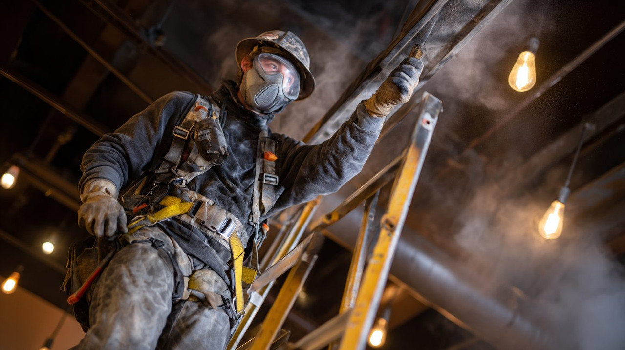 Меры безопасности при чистке копоти с потолка