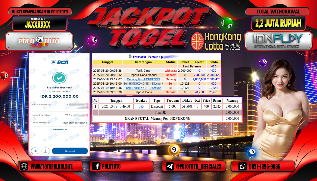 POLOTOTO JACKPOT TOGEL PASARAN HONGKONG Rp.2.200.000,-