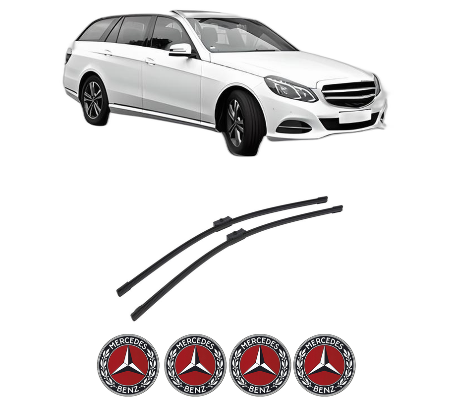 Set stergatoare auto MERCEDES-BENZ E-CLASS T-Model (S212) din 2009-2016, pentru parbriz auto, 2 bucati, Bosch Aerotwin, din cauciuc siliconat rezistent, 4 Stickere Auto MERCEDES-BENZ