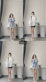 DH1605-Áo kiểu nữ sơ mi trễ vai tay bồng chất thô mềm Kozoda SM198
