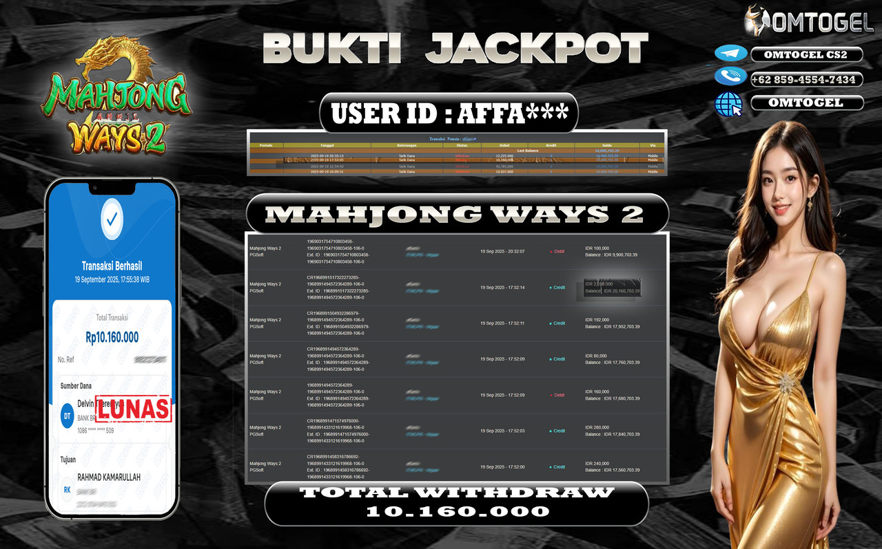 OMTOGEL JACKPOT PGSOFT MAHJONG WAYS 2 10 JUTA DI BAYAR LUNAS ,-