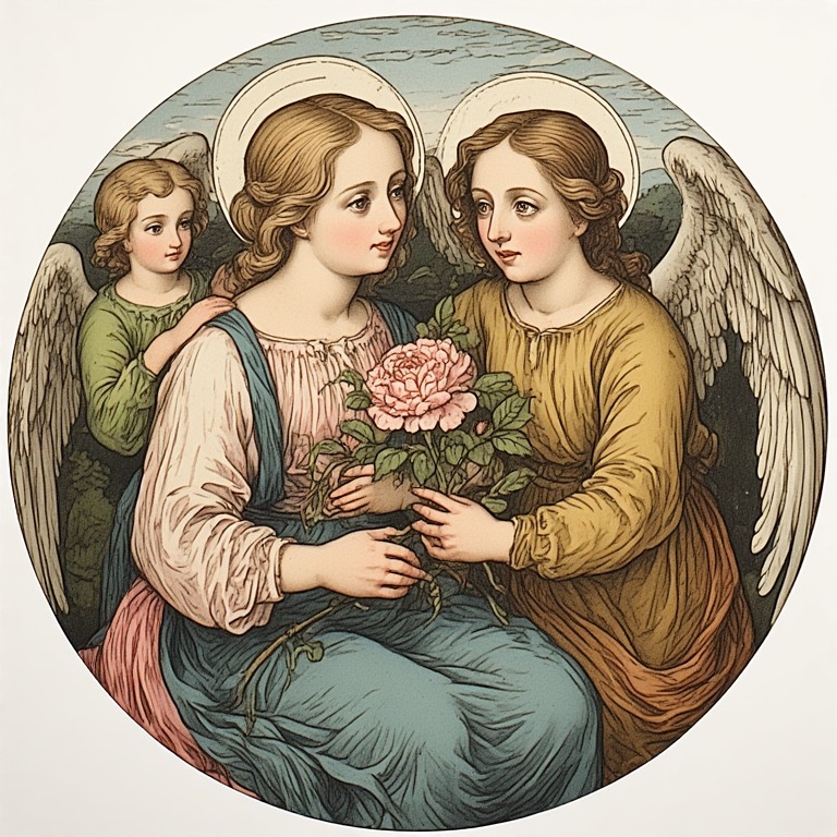Maria-holdind-rose-and-Angel-A