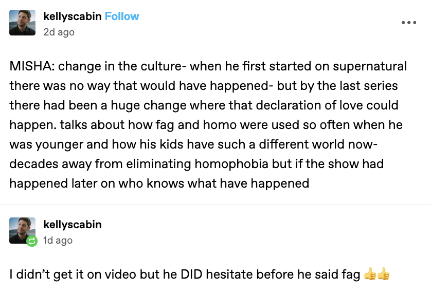 G. misha allegedly using the f-slur