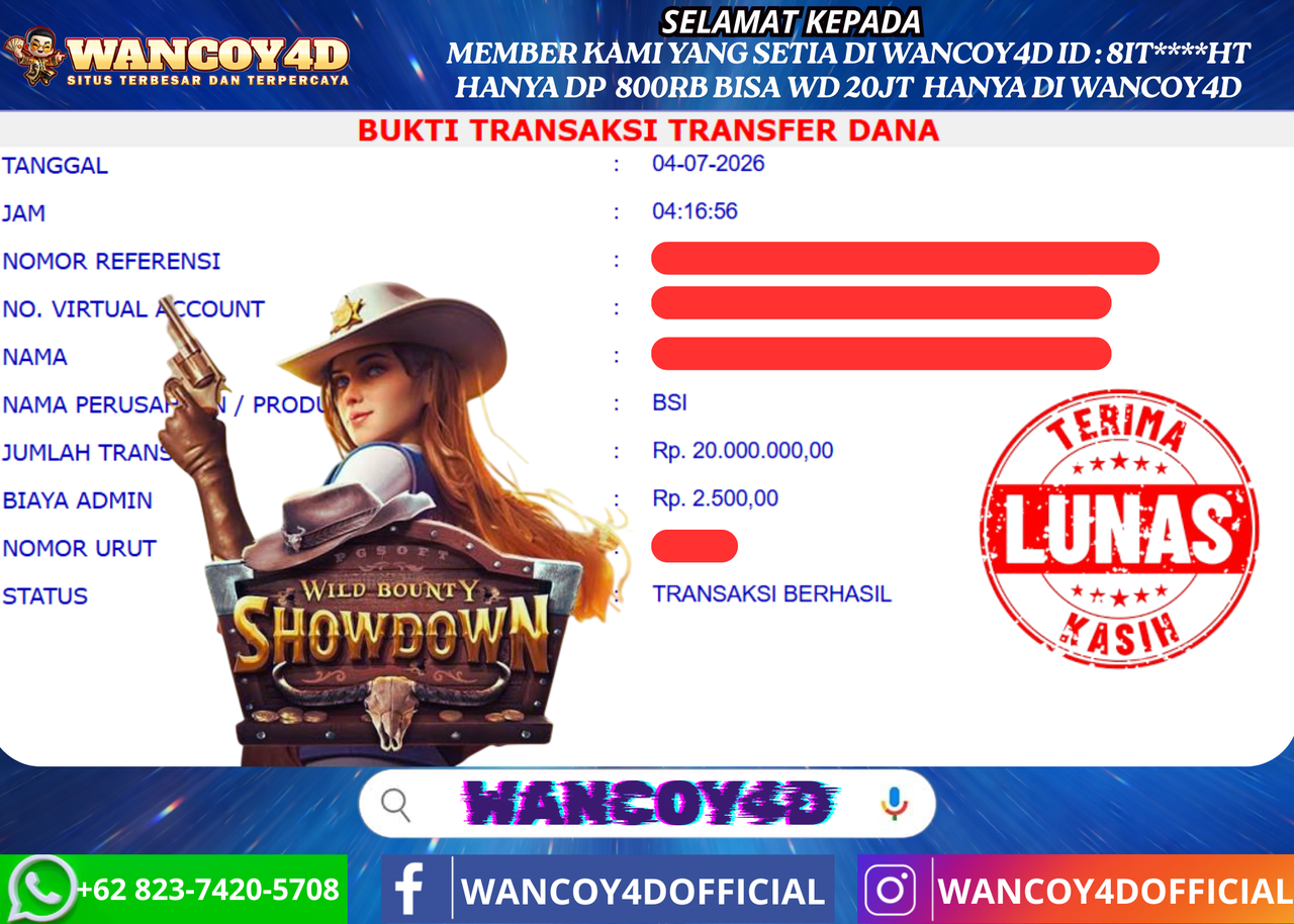 WANCOY4D WILD BOUNTY SHOWDOWN PG SOFT RP.20.000.000 -LUNAS