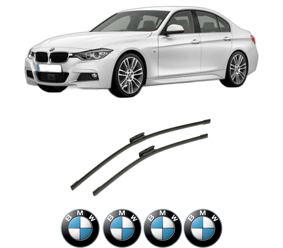 Set stergatoare auto BMW Seria 3 (F30, F80) din 2011-2018, pentru parbriz auto, 2 bucati, Bosch Aerotwin Multi, din cauciuc siliconat rezistent, 4 Stickere Auto BMW Seria