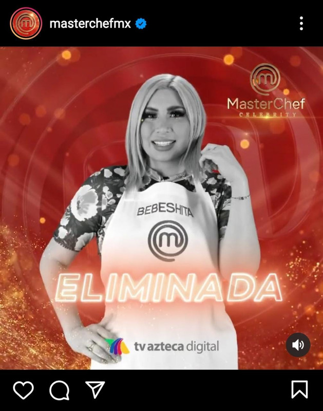 “La Bebeshita” queda fuera de MasterChef Celebrity México