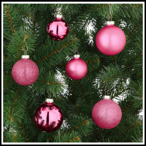 PALLINE SFERE PER ALBERO DI NATALE COLORE FUCSIA ROSA