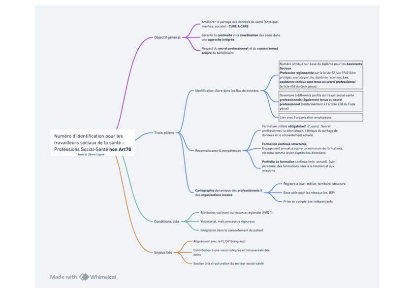 Carte Mentale sur l'identification des travailleurs sociaux de la santé et des professions Social-Santé non Art78