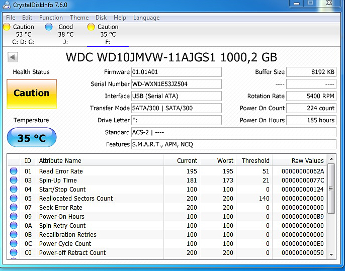 HDD WD stanje
