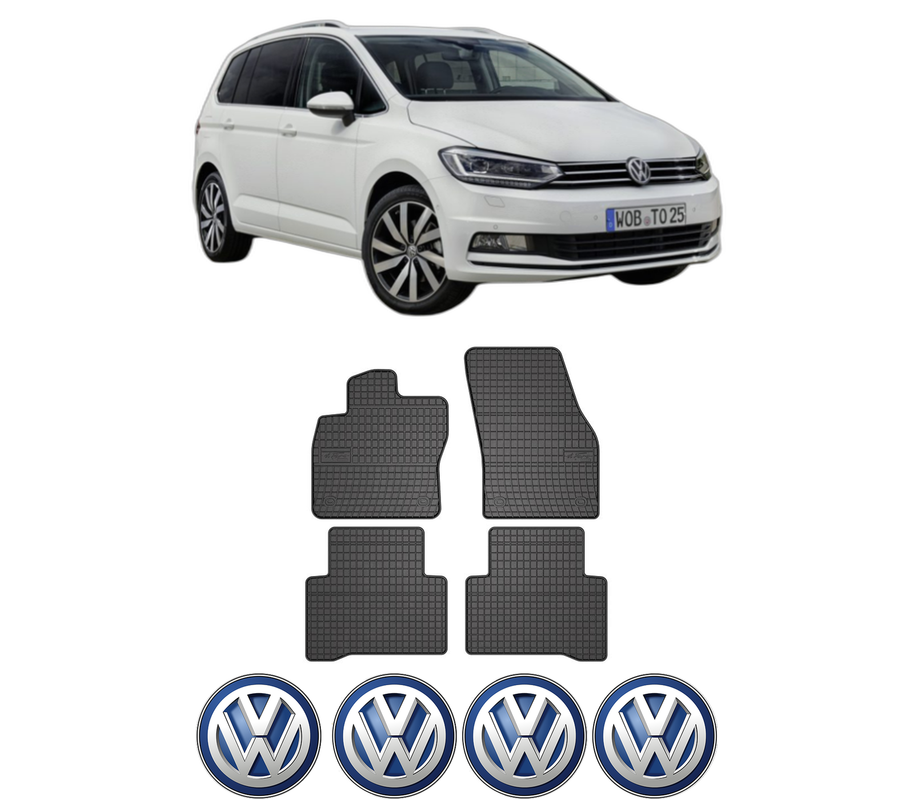 Set covorase presuri Volkswagen TOURAN VAN (5T1) din 2020, auto, din cauciuc thermoplastic, 4 Stickere auto cu Volkswagen