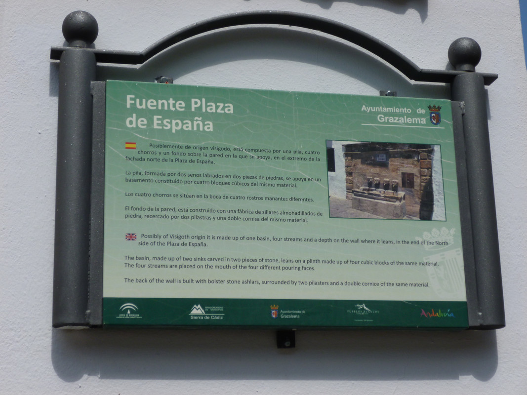 Sign saying the fountains are of putative Visigoth origin