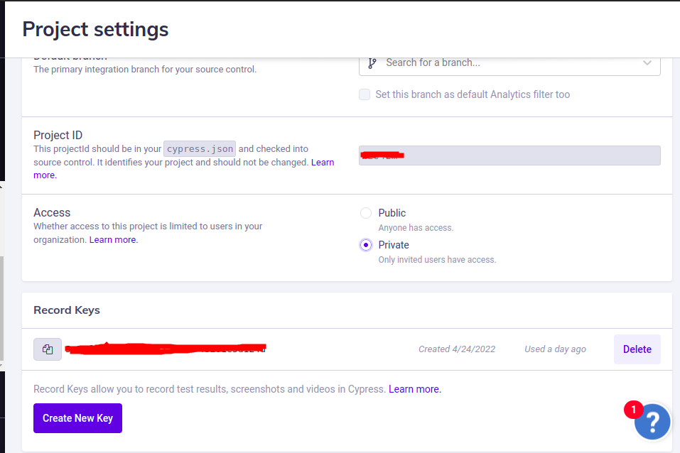execute tests parallelly using cypress : dashboard project settings
