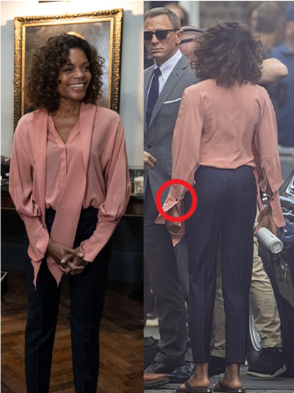 Moneypenny pink blouse