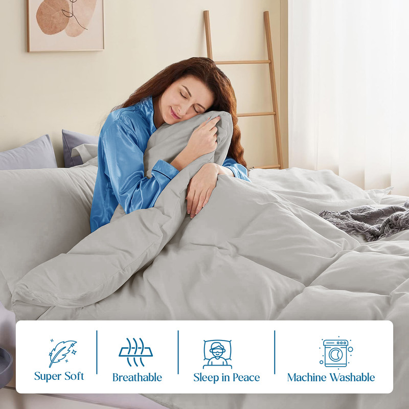 Picture of VEGAS HOTEL COLLECTION Classic Egyptian Cotton 1-Piece Duvet Cover { Zippered Closure } 1000 Thread Count- Fabulous Solid Looking Color Silver Grey - Twin/Twin XL Size
