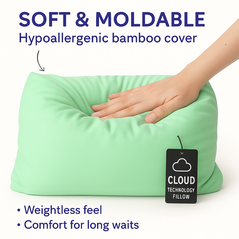 Mint layered bamboo travel pillow