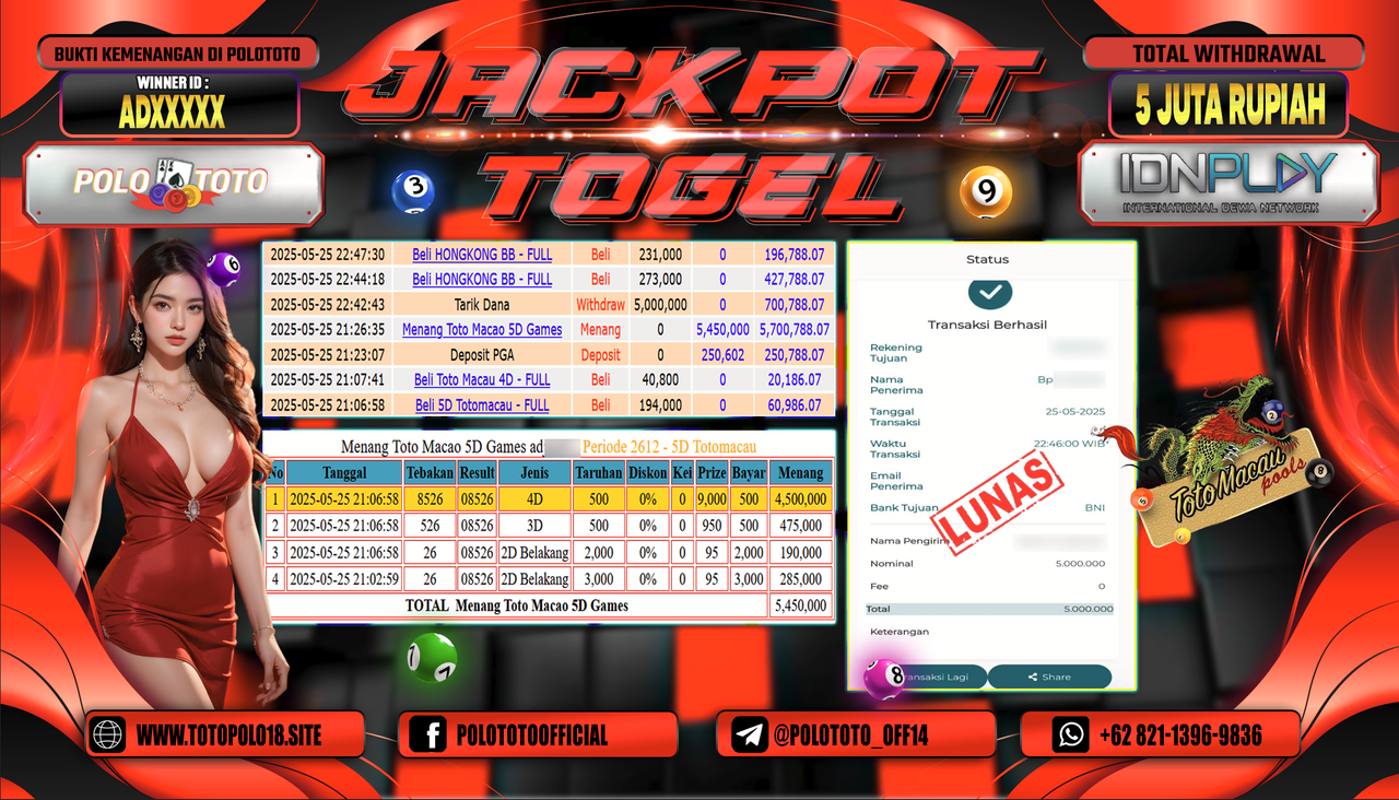 POLOTOTO JACKPOT TOGEL TOTOMACAU Rp.5.000.000,-