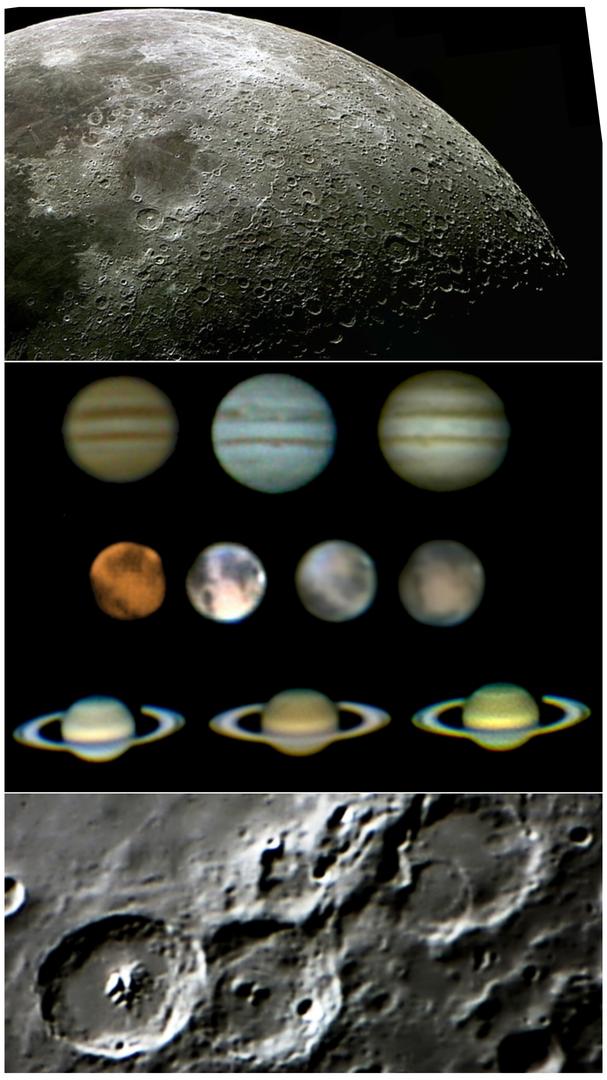 ejemplos de im�genes captadas de planetas y Luna con Dobson sin motor
