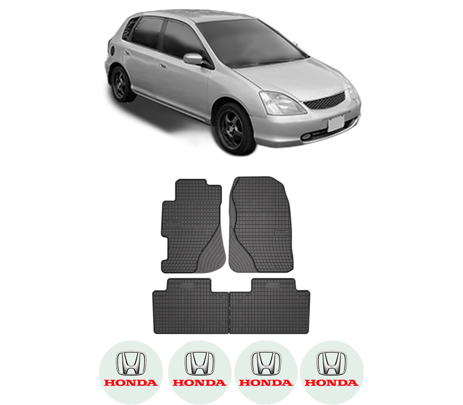 Set covorase presuri HONDA CIVIC VII Hatchback (EU, EP, EV) din 2000-2005, auto, din cauciuc thermoplastic, 4 Stickere auto cu HONDA