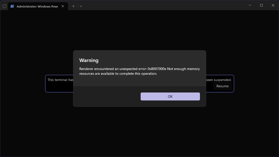 Terminal error