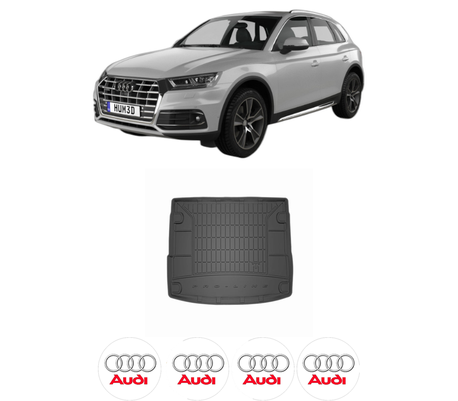 Tavita Portbagaj AUDI Q5 (FYB, FYG) din 2016-2021, Protectie Portbagaj Auto, 4x Stickere auto cu AUDI
