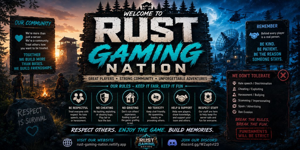 RustGamingNation 100000x PvE [Events|Purge|Zombies|SkillTree]