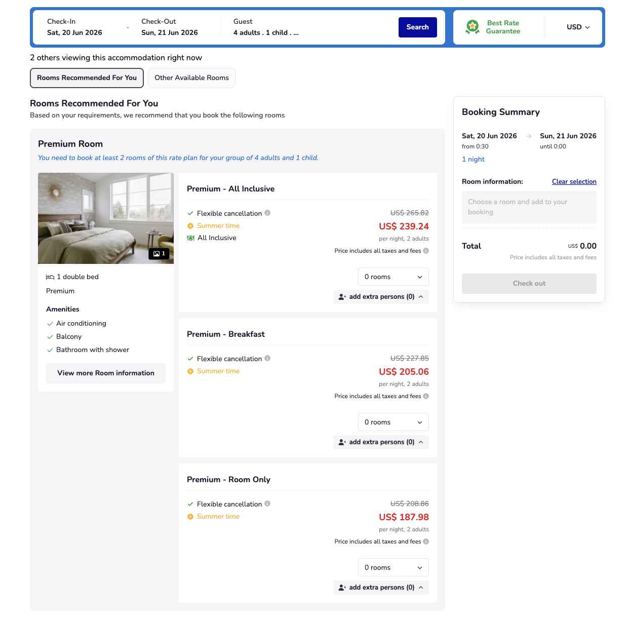 Rooms Recommended for You section