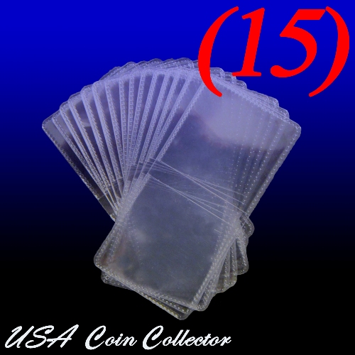 (15) 2x2 Double Pocket Vinyl Coin Flips for Storage & Display Plastic