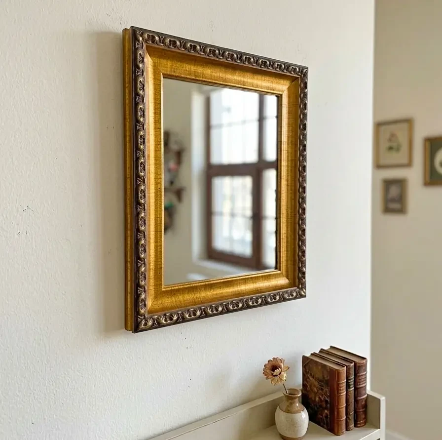 Espelho emoldurado com moldura trabalhada