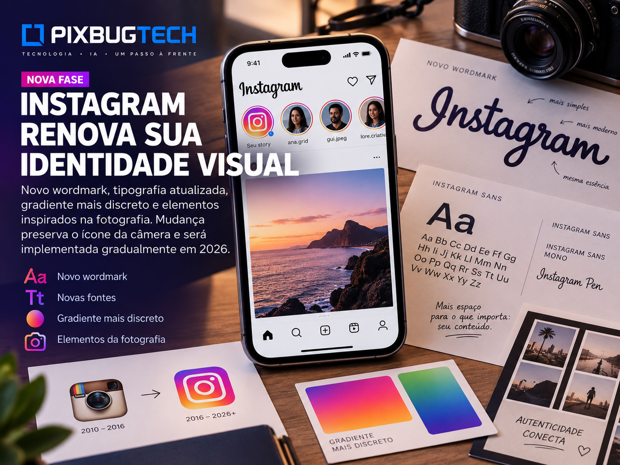 Instagram muda identidade visual com novo wordmark, fontes e gradiente mais discreto